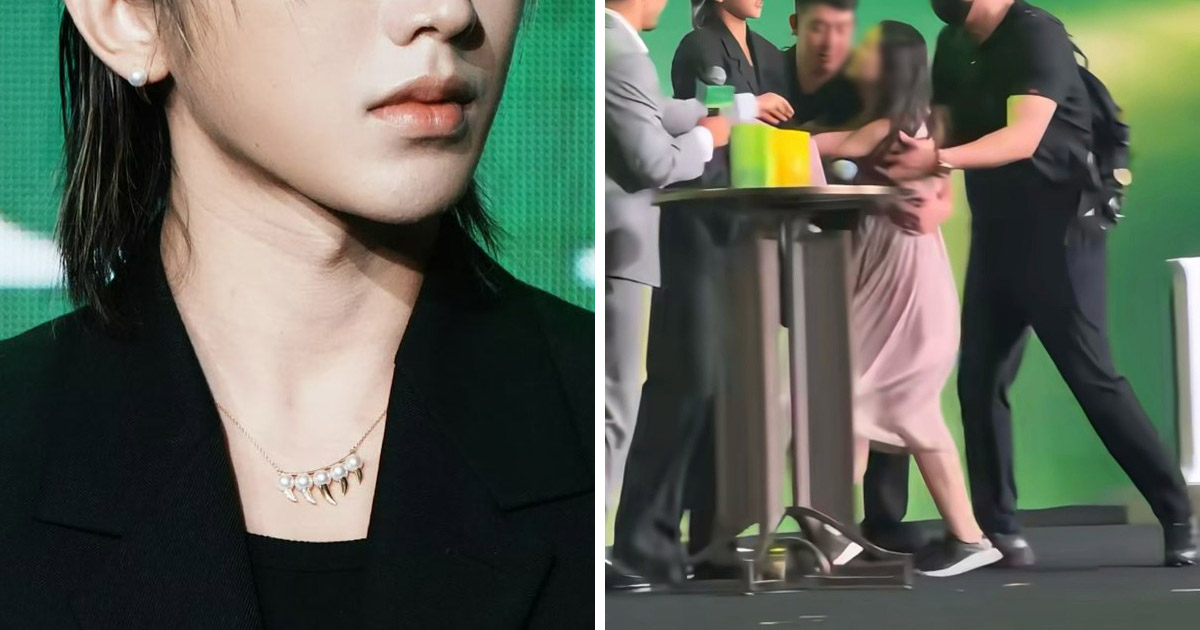 النجم الصيني Cai Xukun يتعامل بهدوء مع معجبة اقتحمت المسرح وعانقته
