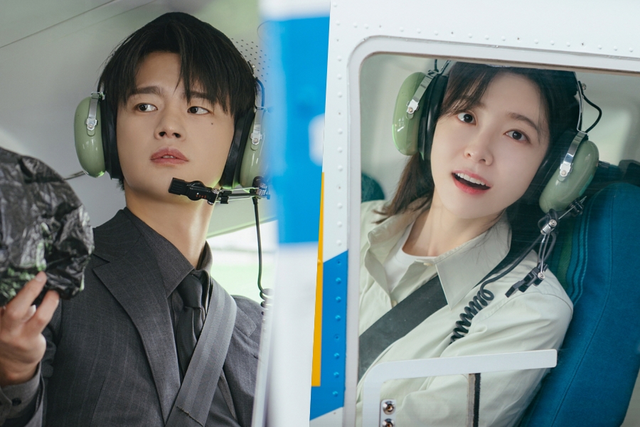 سيو إن غوك (Seo In Guk) وبارك جي هيون (Park Ji Hyun) في رحلة هليكوبتر محرجة بعد لقاء أول متوتر في «أراك في العمل غدًا!»